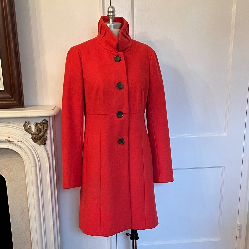 JCrew Coral Ruched Collar Wool Coat.  Size 10.  Great Used Condition.